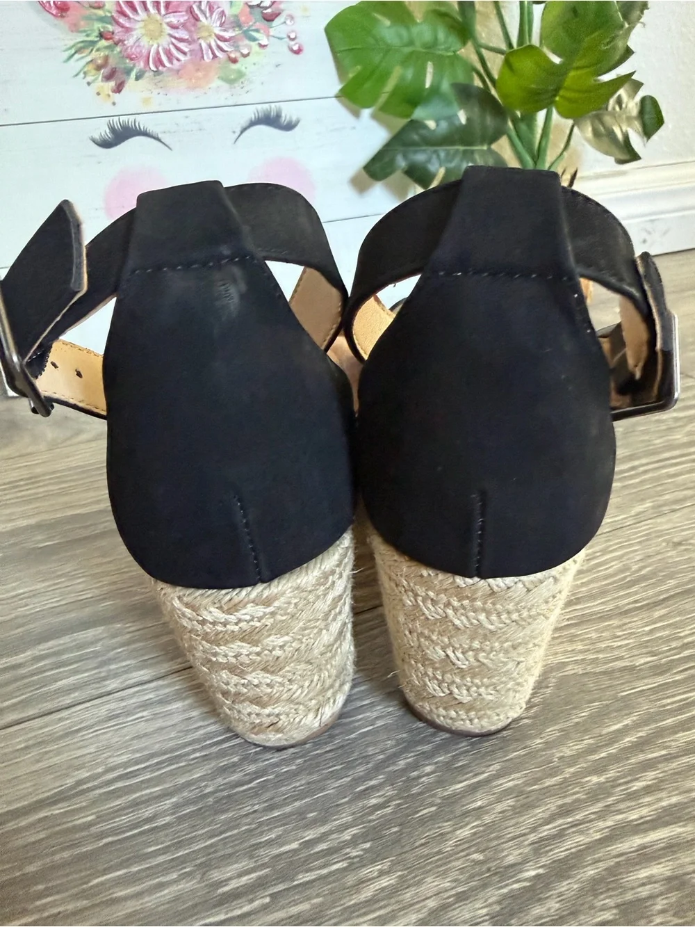 Chinese Laundry Bundle Pair Scallop Strap Wedge Espadrille Sandals Black Beige 7